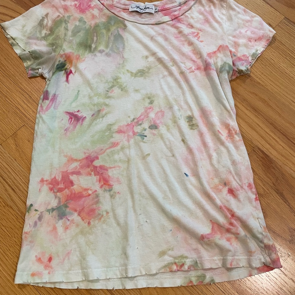 Anna Joyce Womens Ice Dye Tee Shirt‎ Size M Hippie Boho Casual Festival Artsy